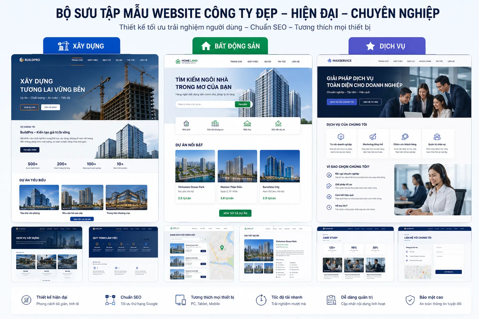 Mẫu web công ty đẹp mắt và chuyên nghiệp xu hướng 2026