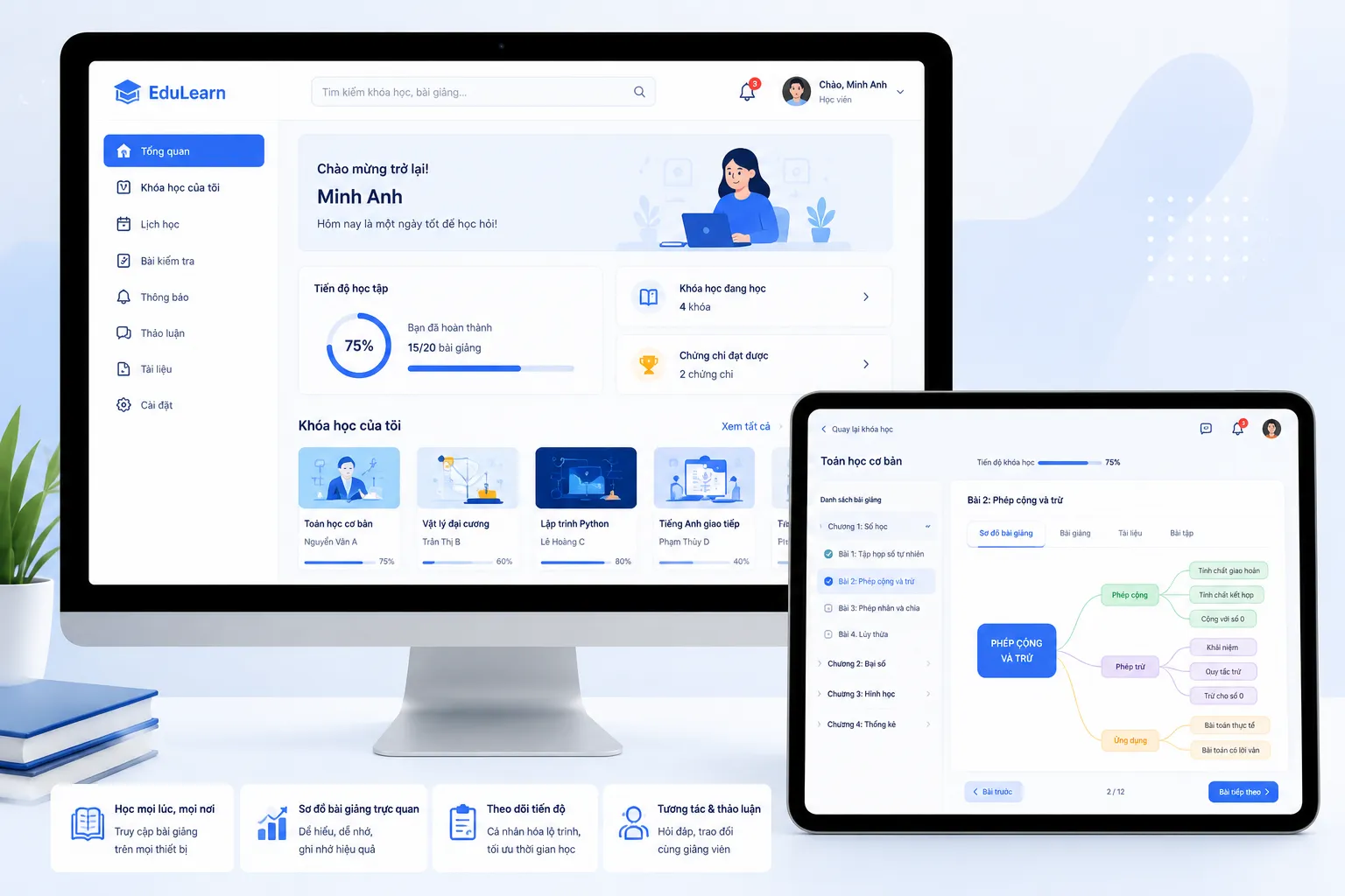 Thiết kế website giáo dục chuyên nghiệp hiển thị trên nhiều thiết bị