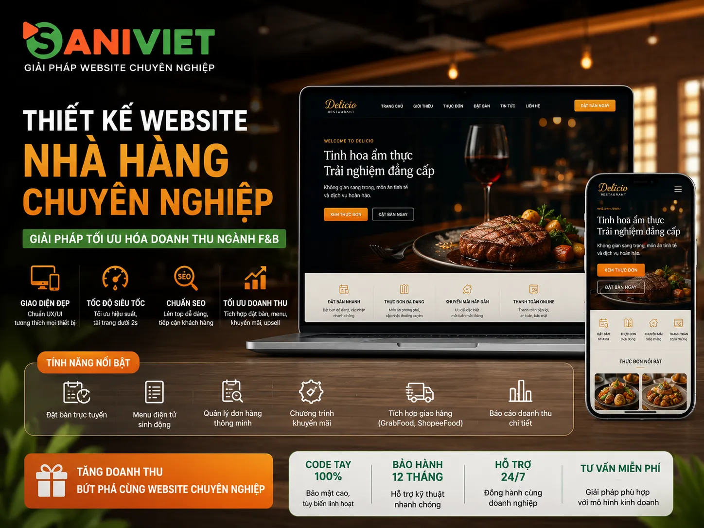 Thiết kế website nhà hàng chuyên nghiệp, giải pháp tối ưu hóa doanh thu ngành F&B